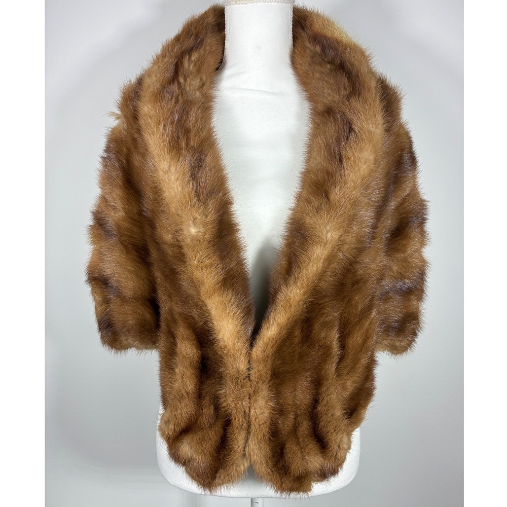 VTG Furs by Gerhardt Mink Fur Stole Shawl Wrap Brown S M TLC Repurpose Repair